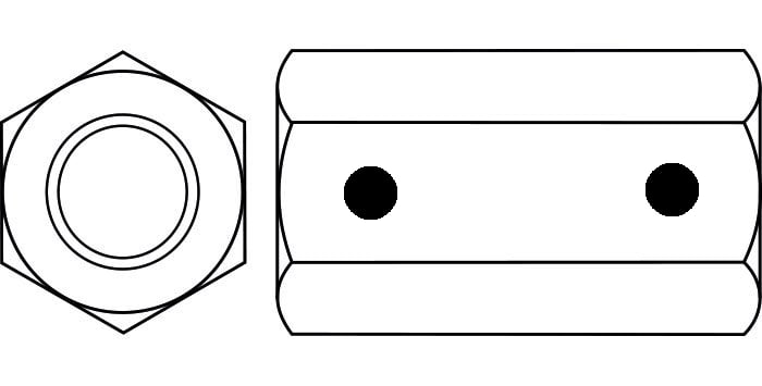 Connector nut with two tapped holes drilled on the ends for grub screws to tighten against studding