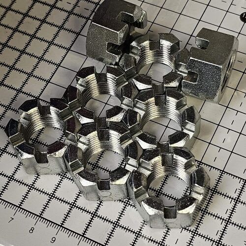 Internally and externally threaded hex, square and round slotted, castle and castellated nuts