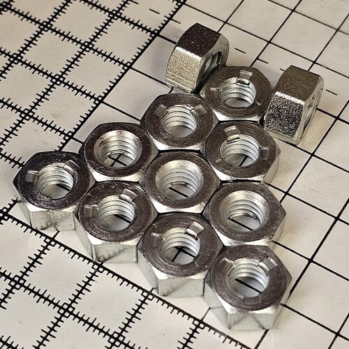 All metal prevailing torque hexagon and square lock nuts. Sometimes known as Philidas, Crownloc, Stover, DIN980V