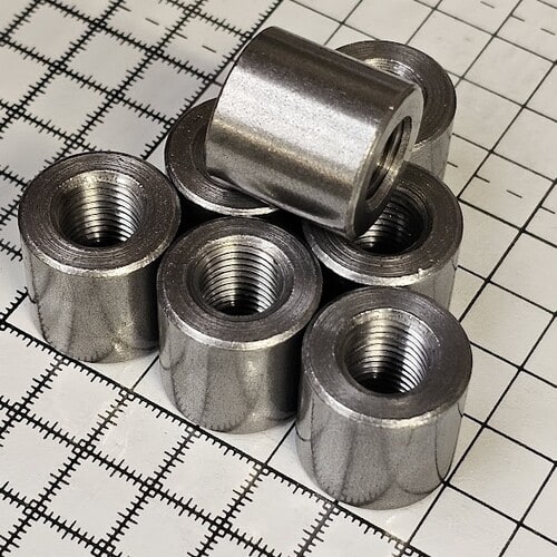 Round internally threaded nuts