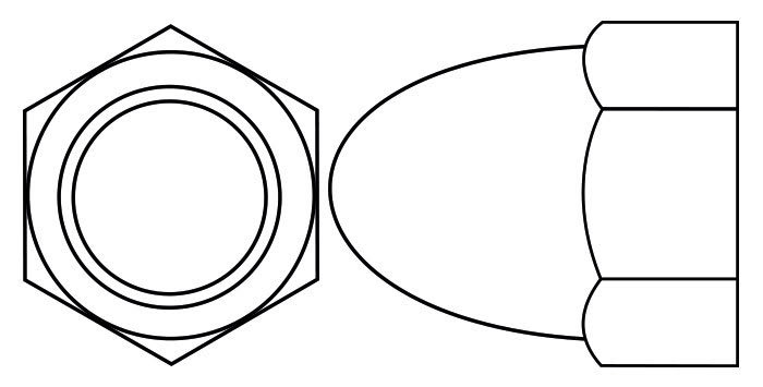 High Dome Hexagon Cap Nut