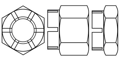 Hex slotted and hex castle castellated nuts
