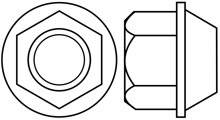 Hexagon Wheel Nut with a flange and 60 degree cone conical Section
