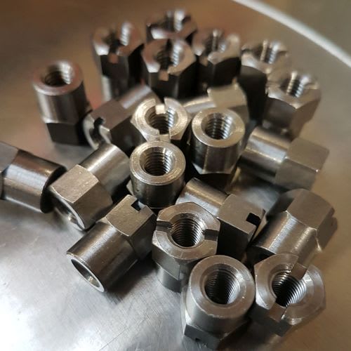 Internally and externally threaded hex, square and round slotted, castle and castellated nuts