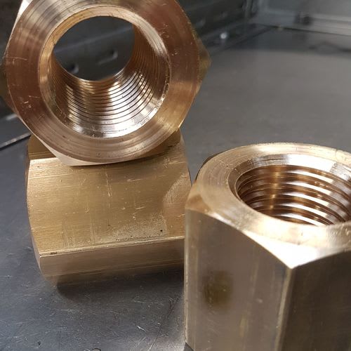 Internally threaded hex, square and round fasteners