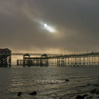 Misty morning at Mumbles Pier.  Swansea.