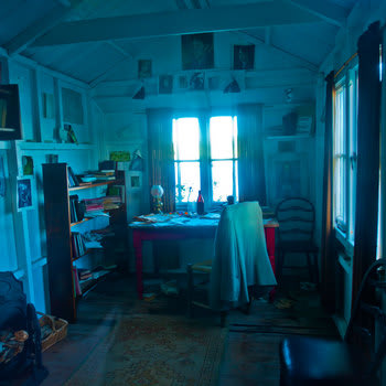 Inside the writing shed