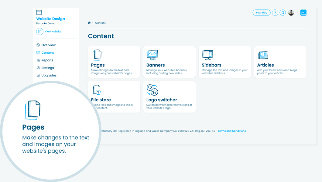 Content management system screenshot