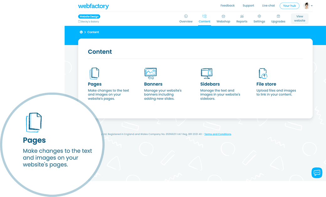 Content management system screenshot