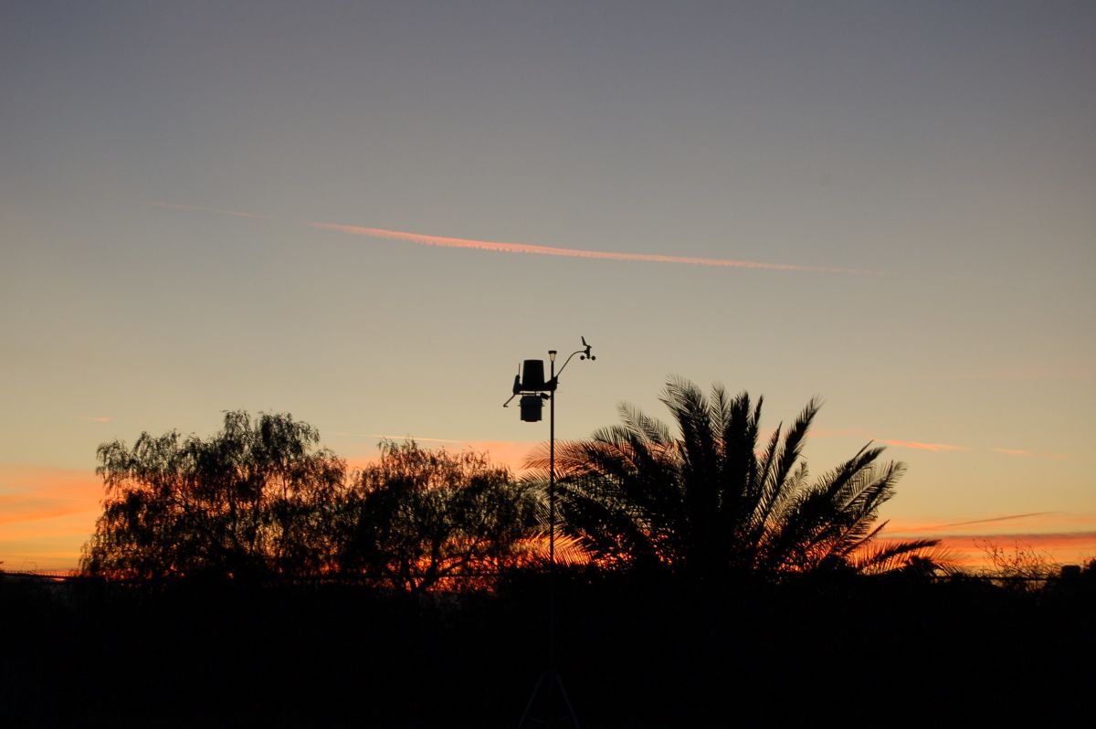 Weather station installed on a mast