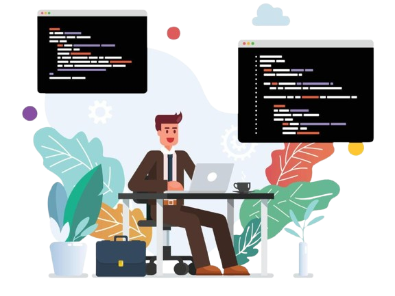Developer working on code
