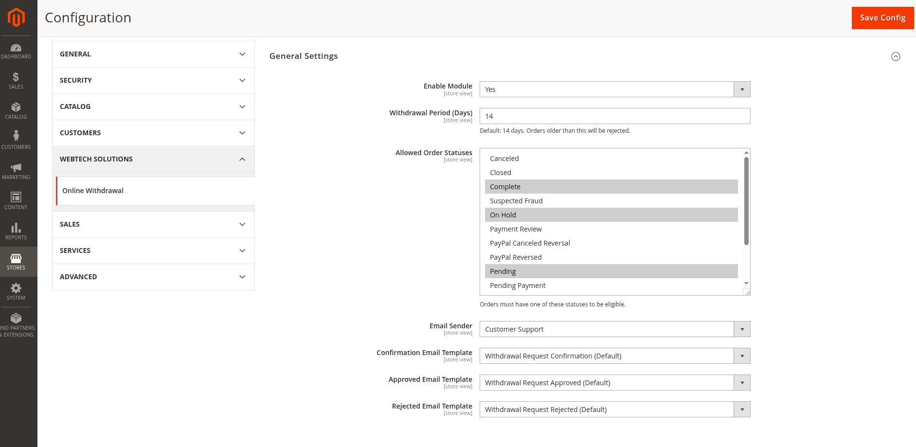 Magento Admin Configuration
