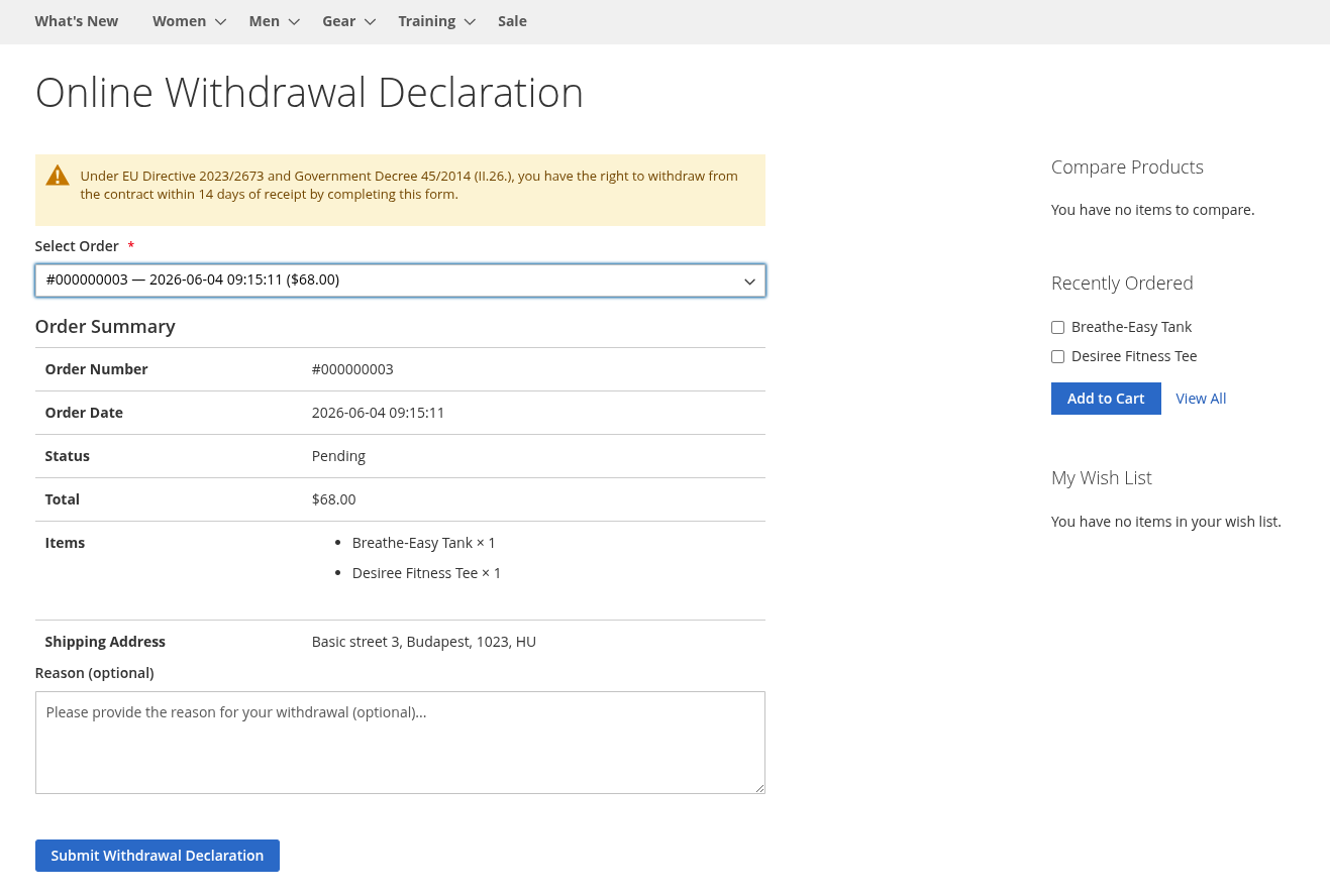 Online Withdrawal Form