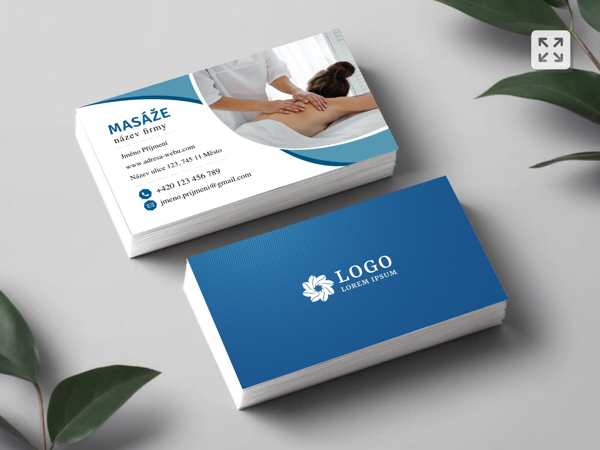 Vizitka pro maséry modrá #cdk-944