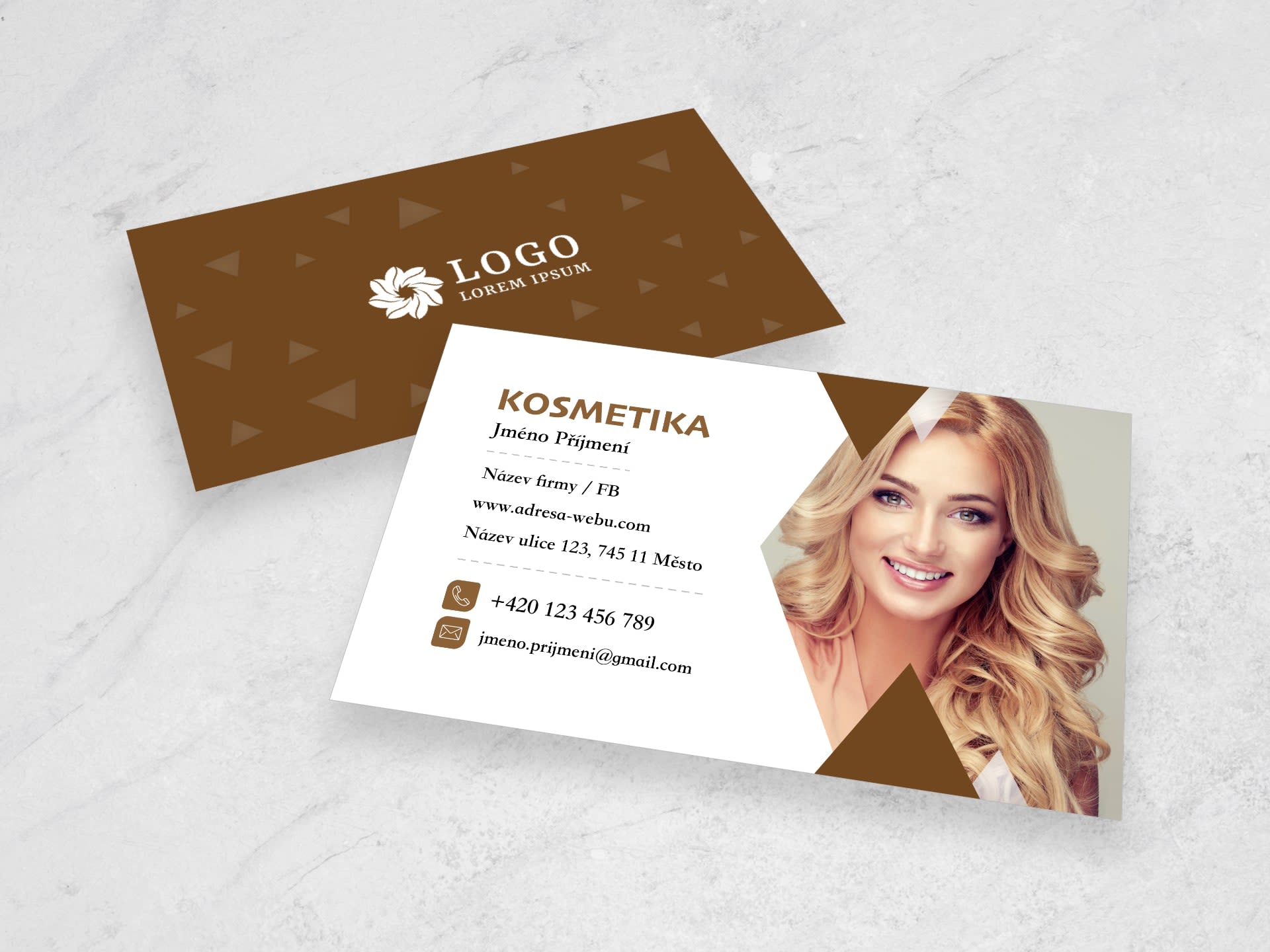 Vizitka pro kosmetické salony oranžová #xnx-494 - přední strana