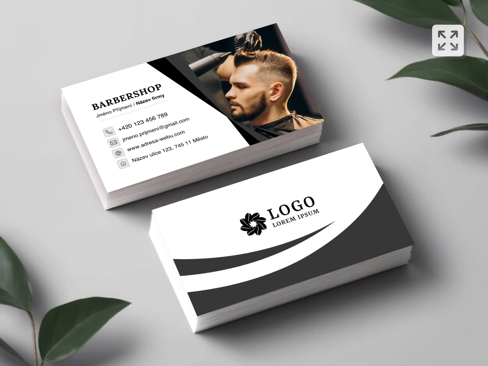 Vizitka pro holičství / barbershop černá #vat‑382