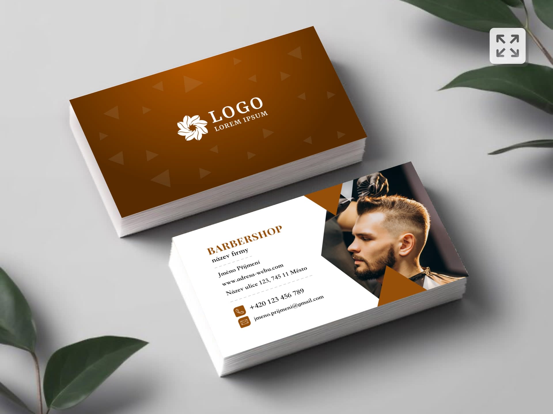 Vizitka pro holičství / barbershop oranžová #gzk‑683