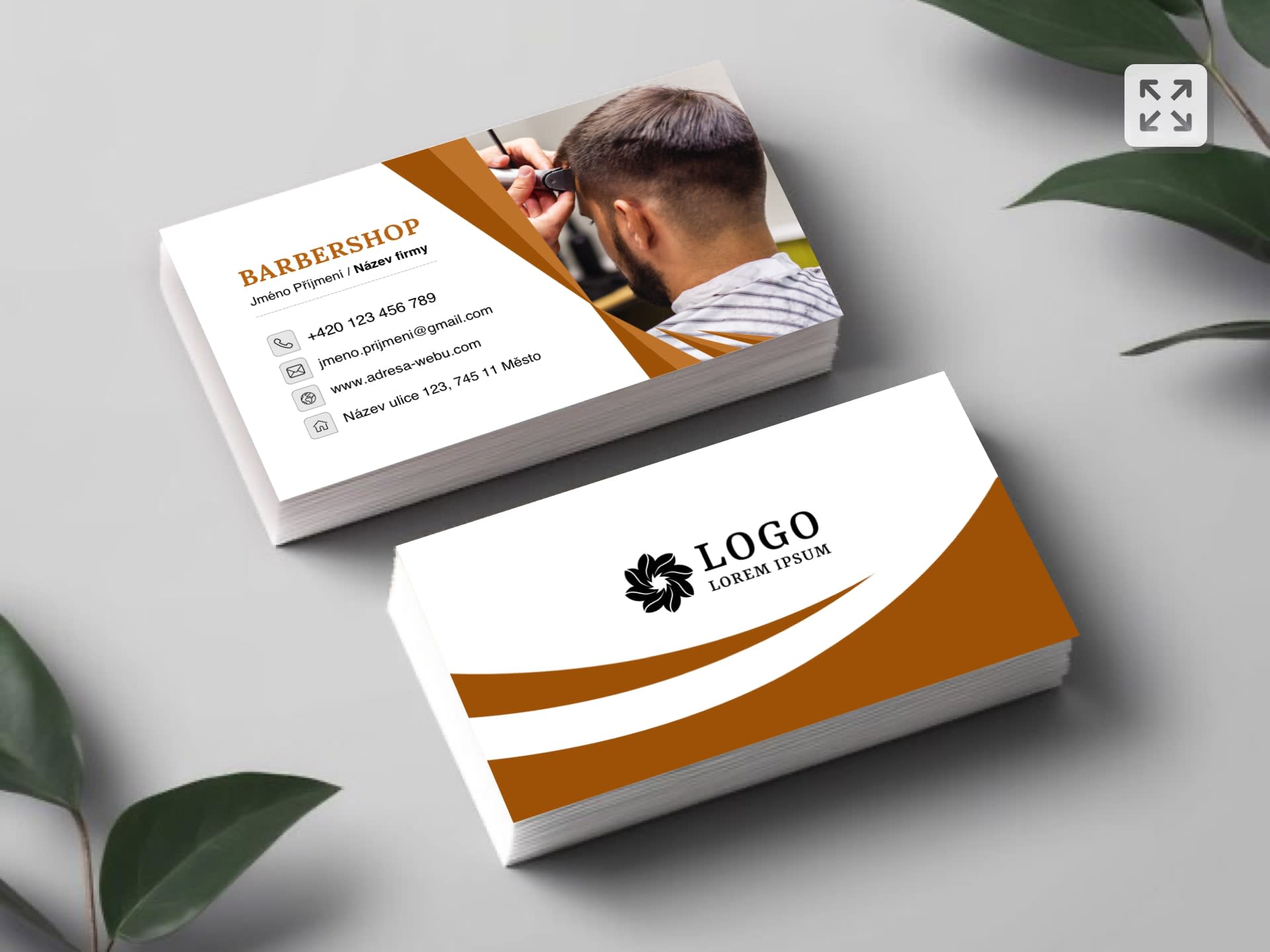 Vizitka pro holičství / barbershop oranžová #vat‑382