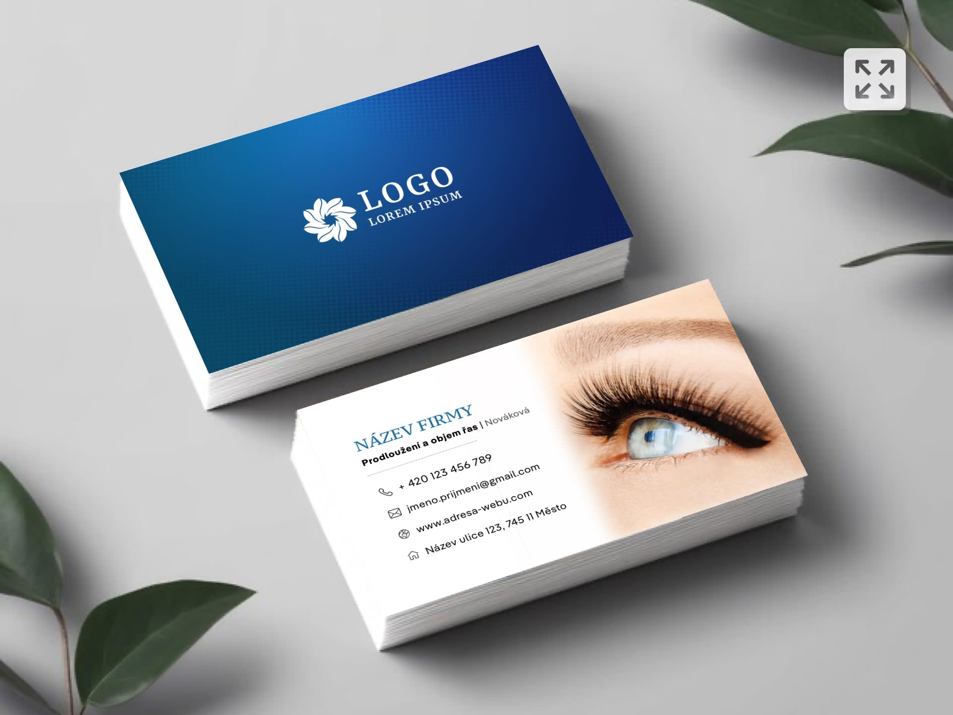Vizitka pro prodloužení řas modrá #ltd-297