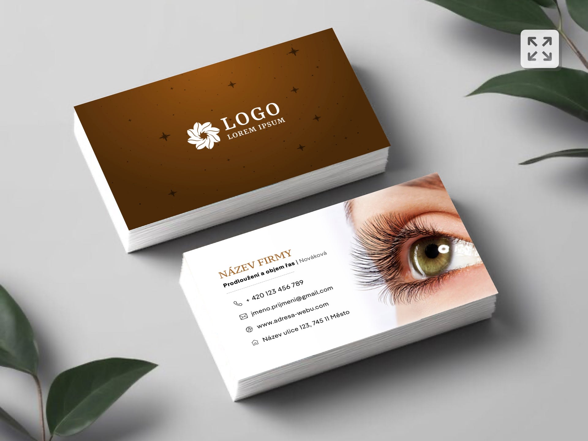 Vizitka pro prodloužení řas oranžová #ltd-297