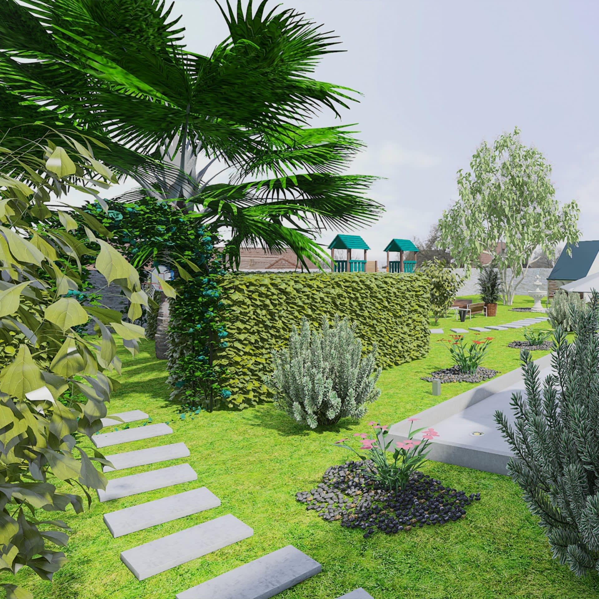 3D-v1 realistická vizualizace zahrady