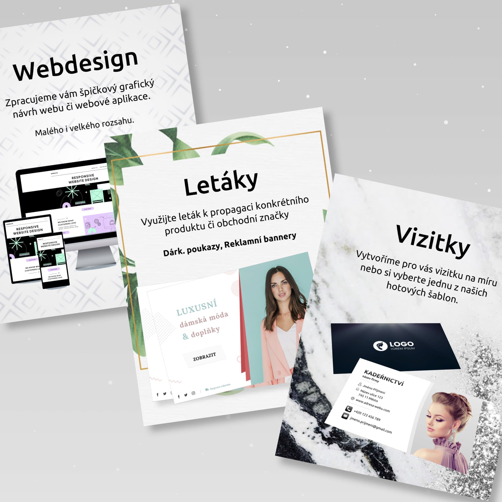 Webdesign, Letáky, Vizitky