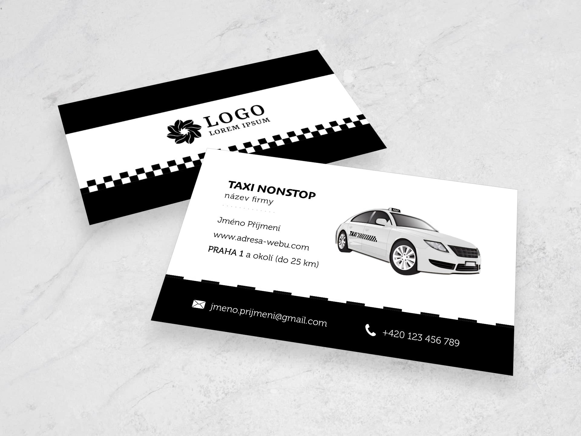 Vizitka pro taxi černá #MMD-937 - přední strana