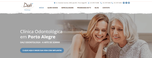 site dali odontologia marketing digital para médicos