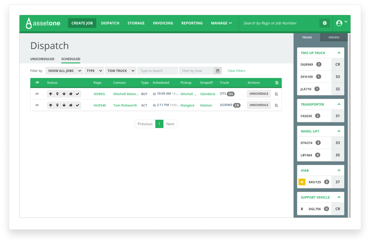 Dispatch screen
