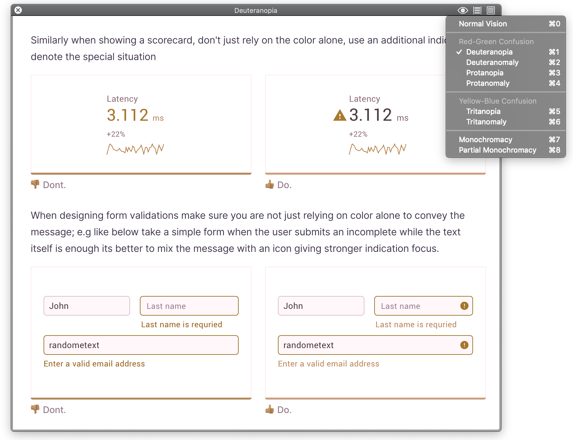 Screenshot of Sim Daltonism software