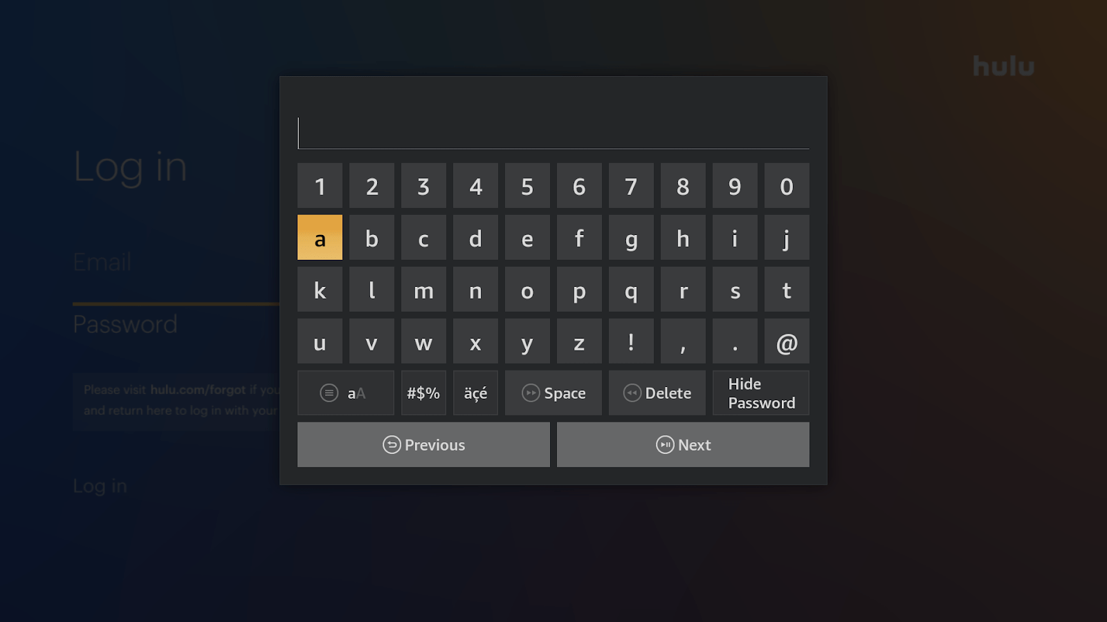 Fire TV App Keyboard