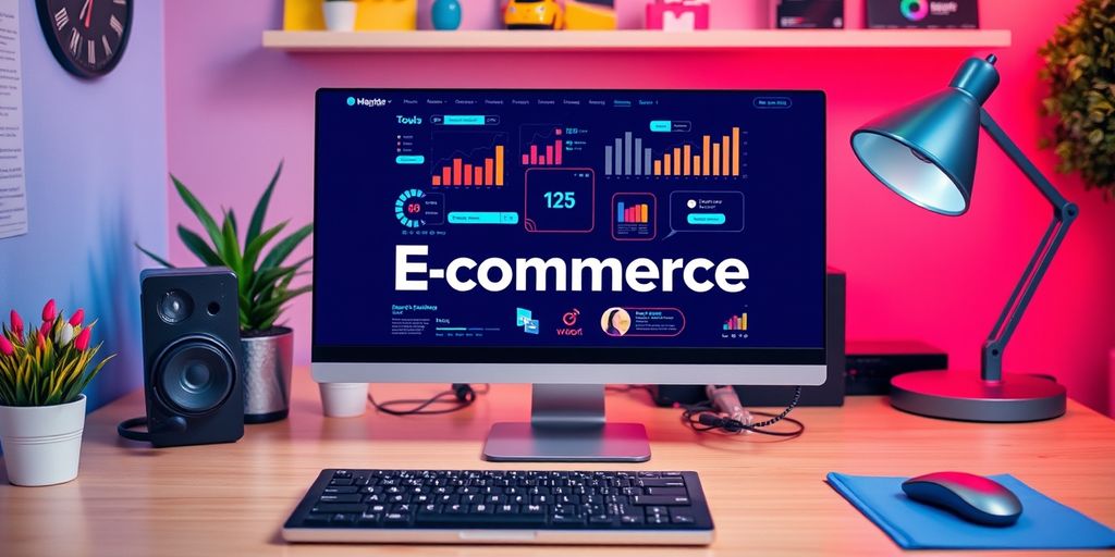 Modern workspace with laptop and headset for customer service.