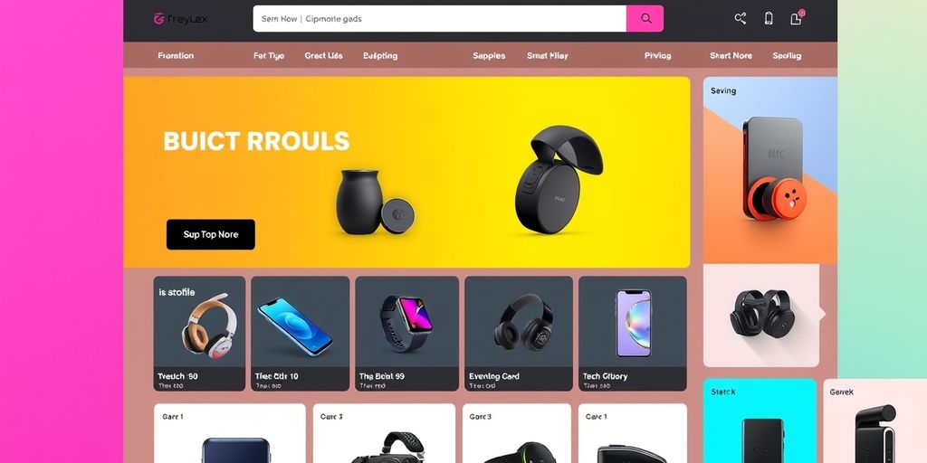 Modern ecommerce store interface with tech gadgets.