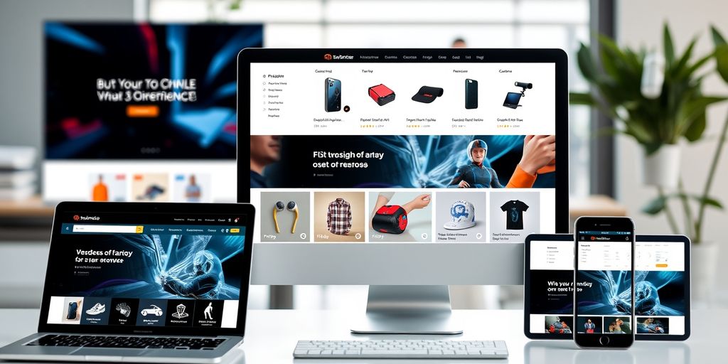 Modern Magento store interface on various devices.
