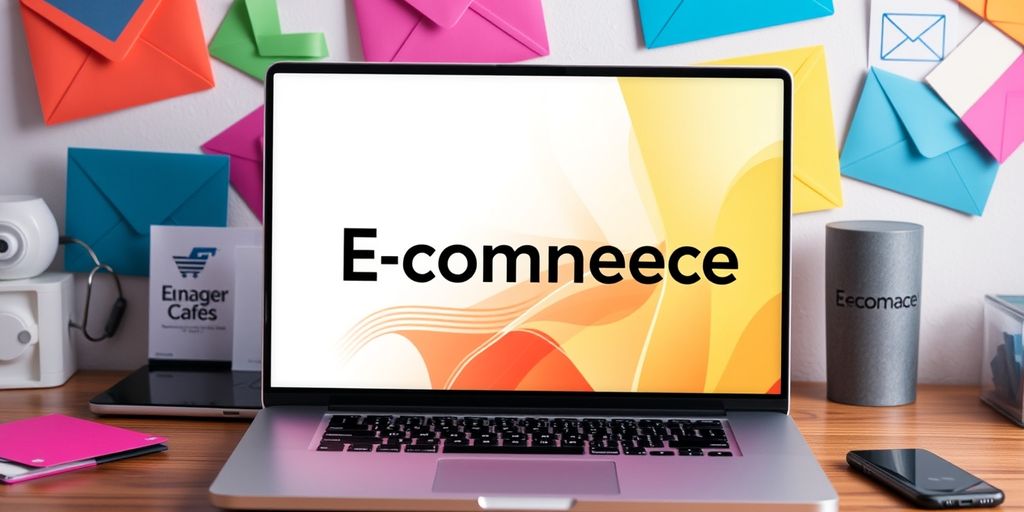 Laptop with envelopes and devices on a wooden desk.