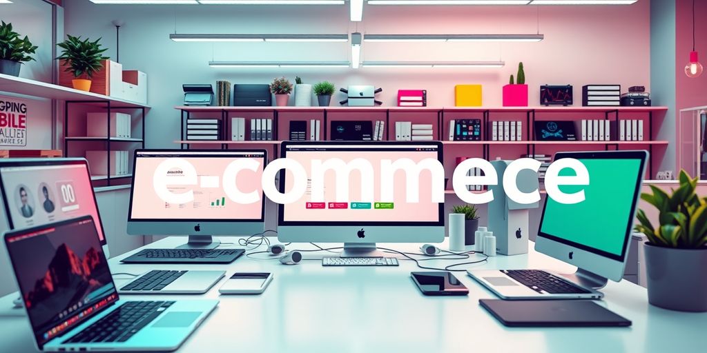 Modern workspace with laptops and digital devices.