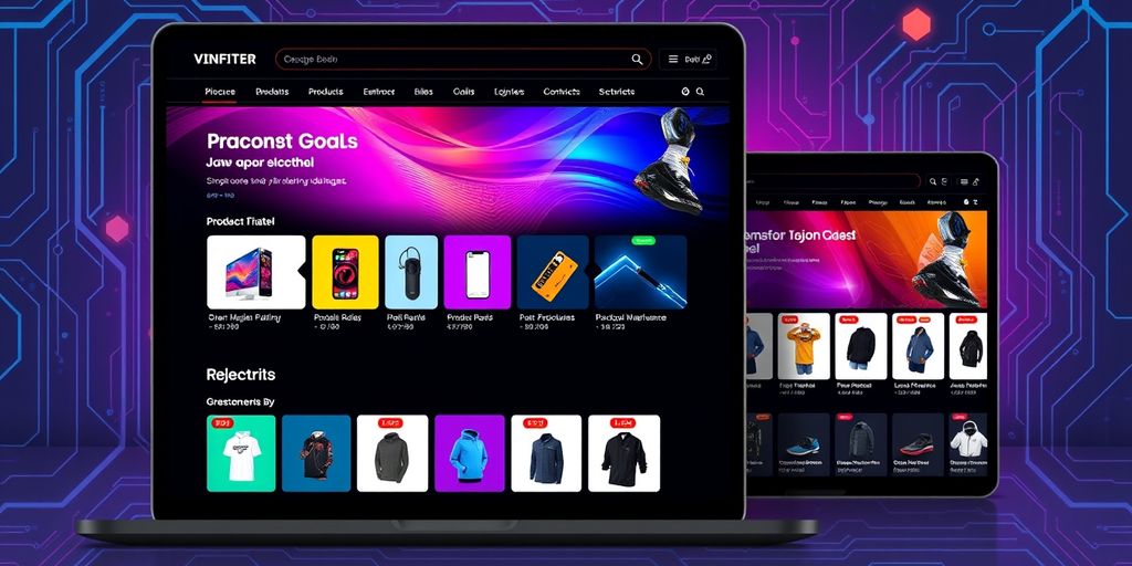 Modern ecommerce interface with vibrant product displays.