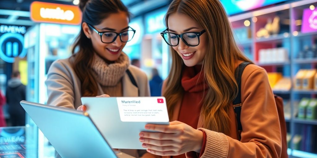 Futuristic e-commerce with personalized email interactions.