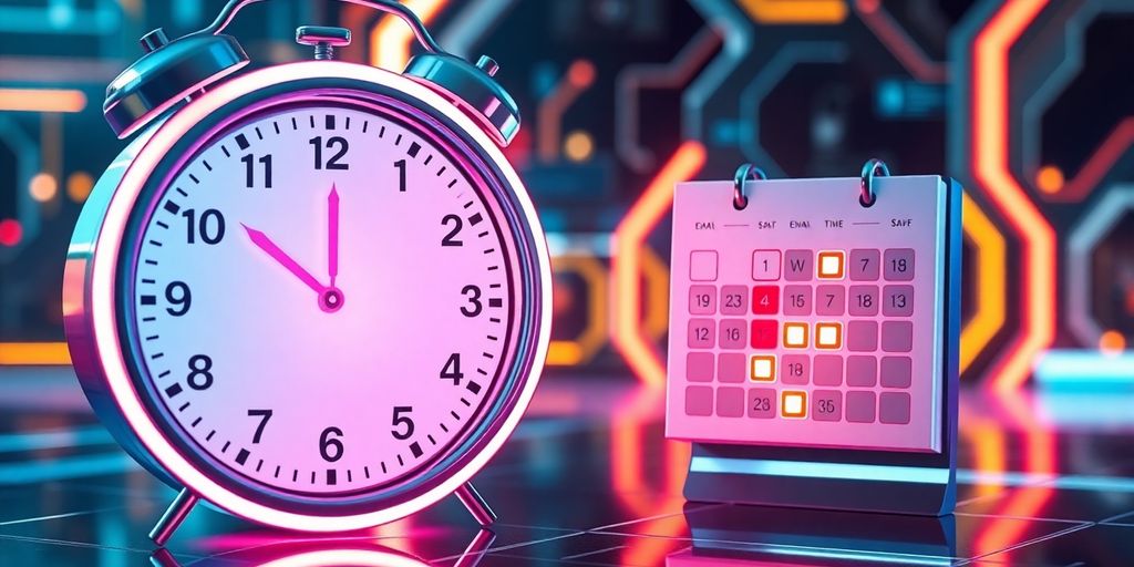 Digital clock and calendar for email timing strategies.