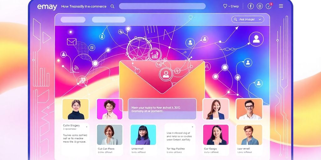 Futuristic email interface with diverse user profiles.