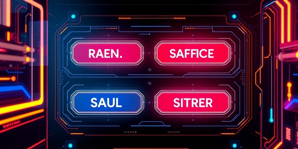 Futuristic ecommerce interface with vibrant call-to-action buttons.