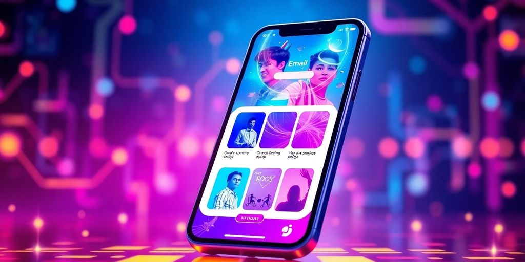 Mobile email with vibrant visuals and sleek design.