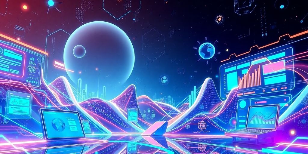 Futuristic technology and e-commerce digital landscape.