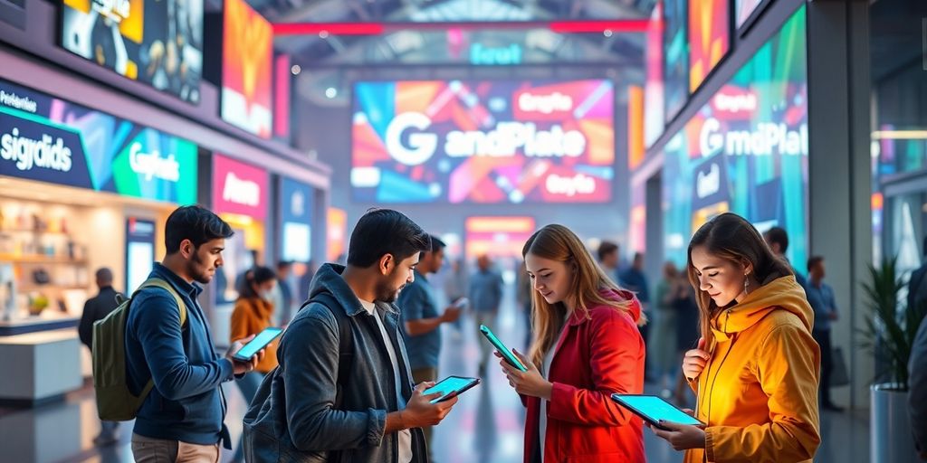 Futuristic e-commerce collaboration between diverse brands.