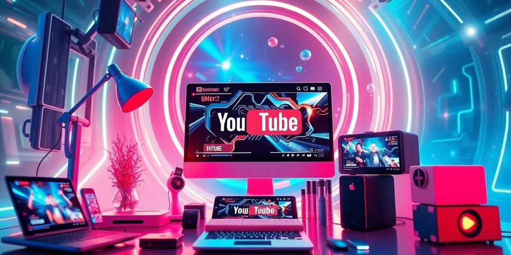 Futuristic technology and e-commerce for YouTube marketing.