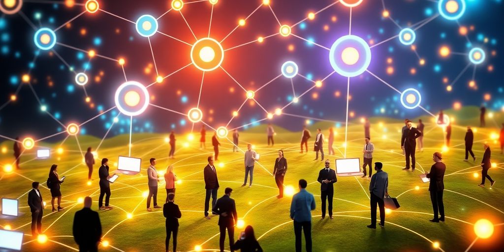 Diverse people engaging in online discussions about marketing.