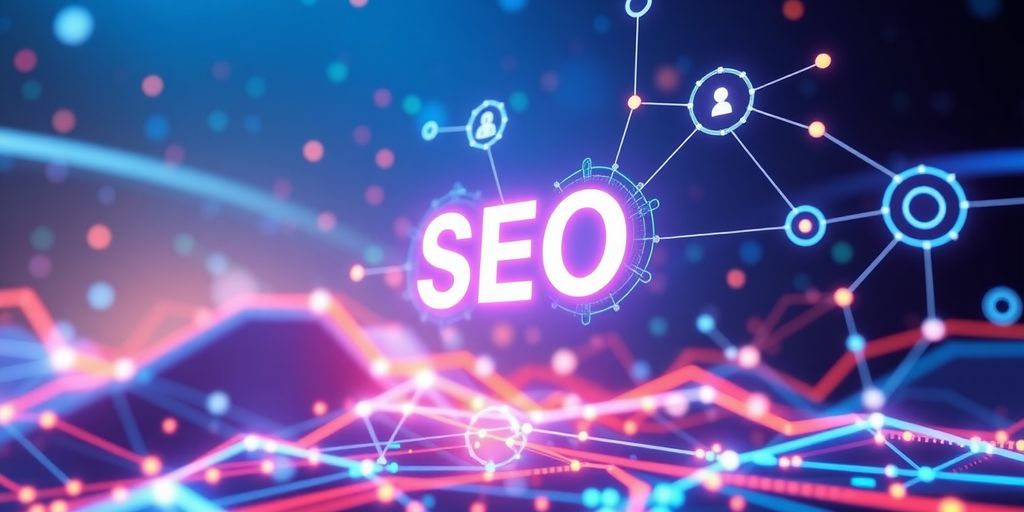 Futuristic technology landscape for SEO and content creation.