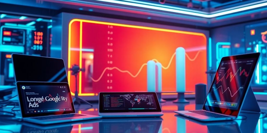 Futuristic e-commerce technology in a vibrant setting.