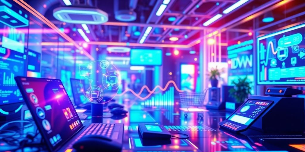 Futuristic e-commerce technology for PPC campaign management.