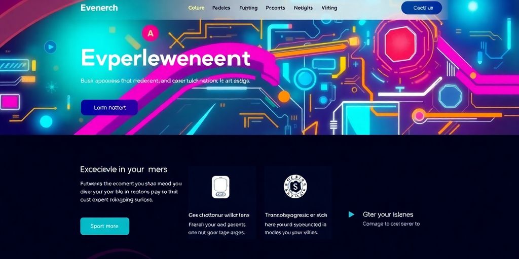 Futuristic eCommerce landing page design with vibrant colors.